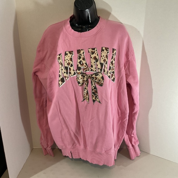 Simply Southern Mama Cow Print Pink Sweater Size Medium - Picture 10 of 10